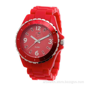 Silicone strap plastic watches in Japan quartz movement silicone strap